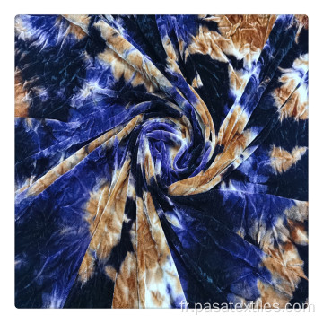 Tissu tie-dye d&#39;impression de velours personnalisé pour robe